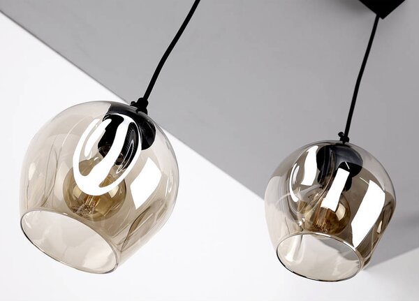 Candellux Černo-hnědý závěsný lustr Aspa pro žárovku 2x E27 32-00590