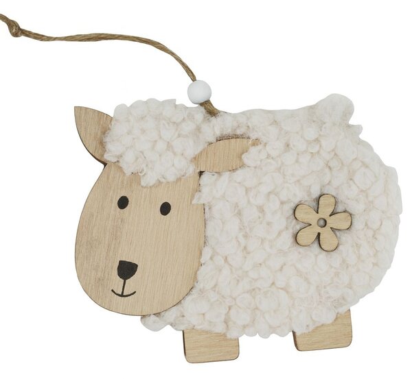 Dekorace závěsná ovečka s kytkou 12cm 4000142