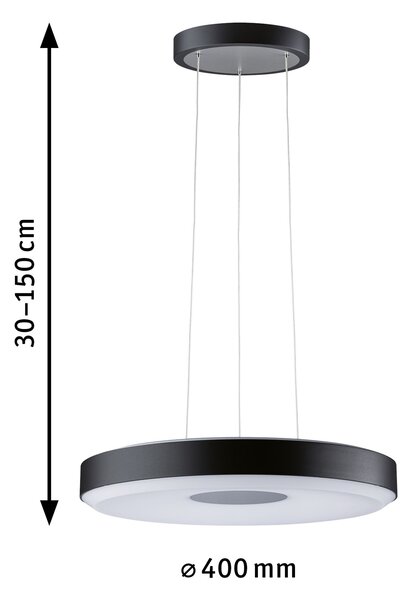 Paulmann 79517 Puric Pane, moderní závěsné svítidlo, 22W LED 2700K tříkrokové stmívání, prům. 40cm
