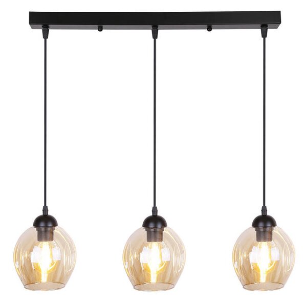 Candellux Černo-hnědý závěsný lustr Aspa pro žárovku 3x E27 33-00606
