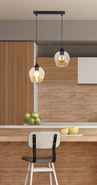 Candellux Černo-hnědý závěsný lustr Aspa pro žárovku 2x E27 32-00590