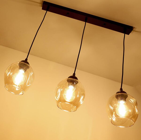Candellux Černo-hnědý závěsný lustr Aspa pro žárovku 3x E27 33-00606