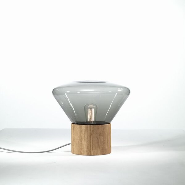 Brokis PC00849_003 Muffins wood 01, designová lampa z foukaného skla, kouřové sklo/dřevo, 1x60W E27, výška 34,5cm