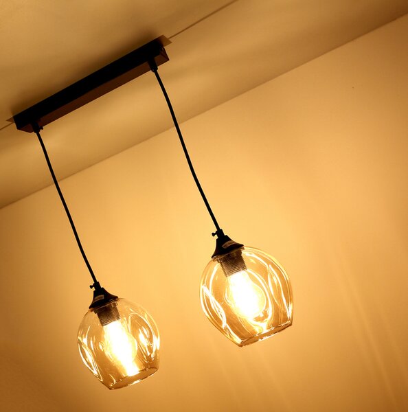 Candellux Černo-hnědý závěsný lustr Aspa pro žárovku 2x E27 32-00590