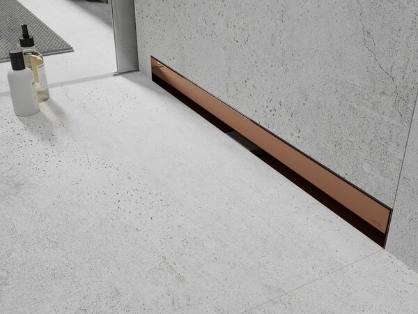 Mexen Flat Wall, sprchový žlab na zeď 2v1, 50 cm, růžové zlato, 1630050