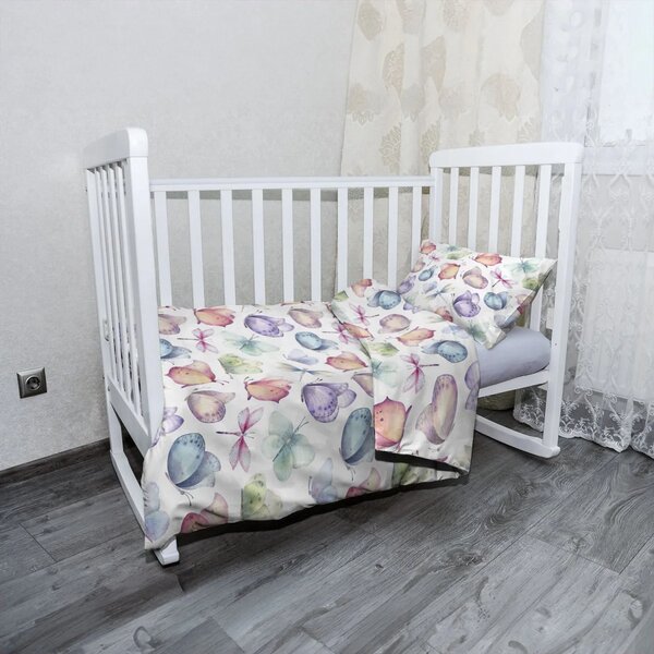 Sablio Dětské povlečení do postýlky Slet motýlů - 120x90 / 40x60