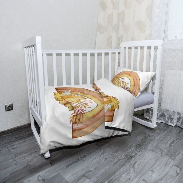 Sablio Dětské povlečení do postýlky Podzimní duha - 120x90 / 40x60