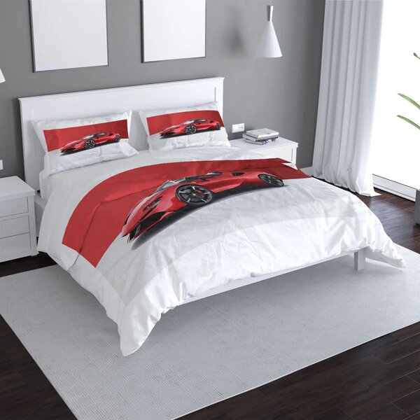 Sablio Povlečení Ferrari na červenobílé - 140x200 / 90x70