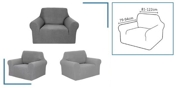 Napínací potah na křeslo VELTO Barva: Modrošedá