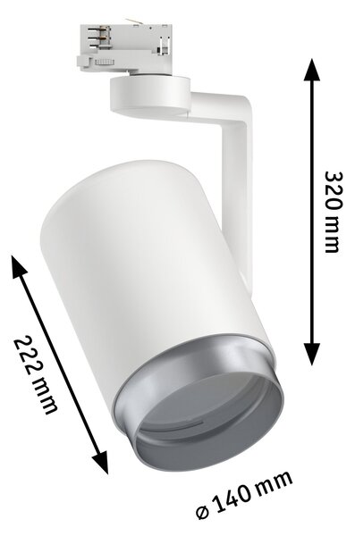Paulmann 95413 ProRail3 Asthene, bílý reflektor, 1x50W E27, výška 22,2cm