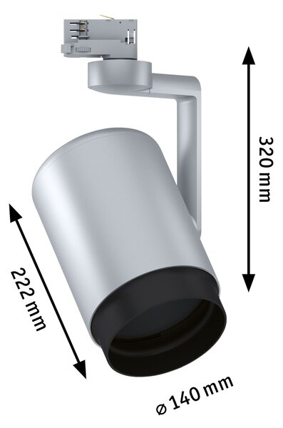 Paulmann 95412 ProRail3 Asthene, matně stříbrný reflektor, 1x50W E27, výška 22,2cm