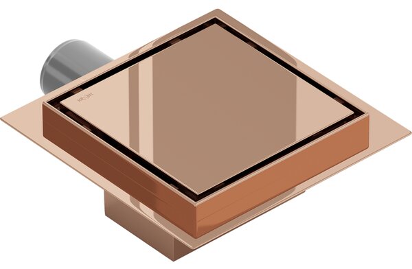 Mexen Flat-Q M13, podlahová vpusť čtvercová 15×15 cm, růžové zlato, 1610015