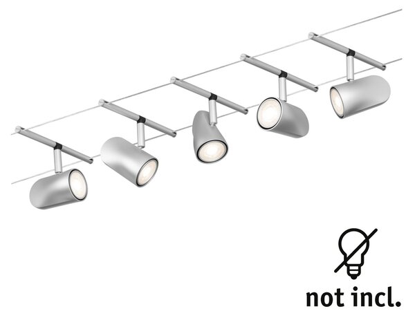 Paulmann 94465 CorDuo Cup Basic, matně chromový lankový systém, 5x max 10W LED 12V, 500cm
