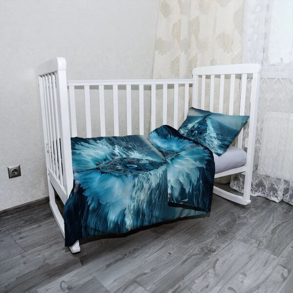 Sablio Mikroplyšové dětské povlečení do postýlky Válečná loď prorážející oceán - 120x90 / 40x60