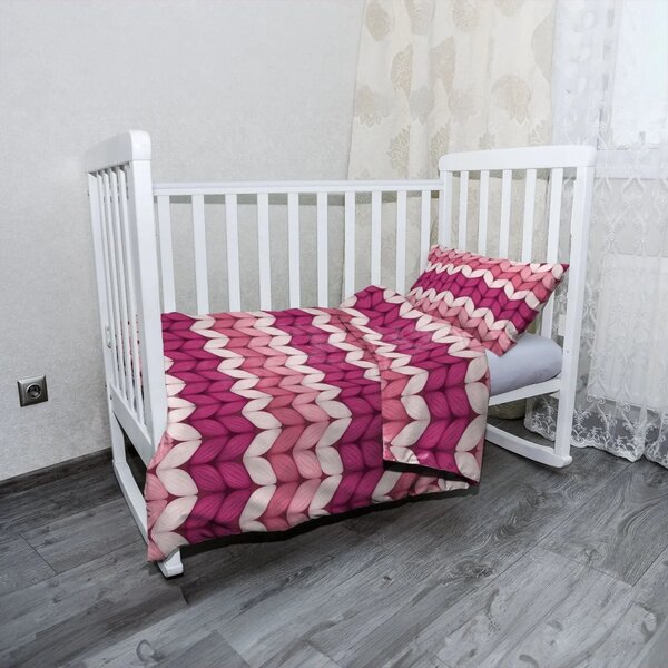 Sablio Mikroplyšové dětské povlečení do postýlky Střídajíci růžové pletení - 120x90 / 40x60