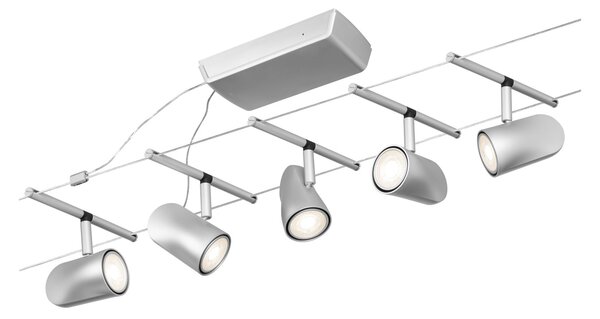 Paulmann 94465 CorDuo Cup Basic, matně chromový lankový systém, 5x max 10W LED 12V, 500cm