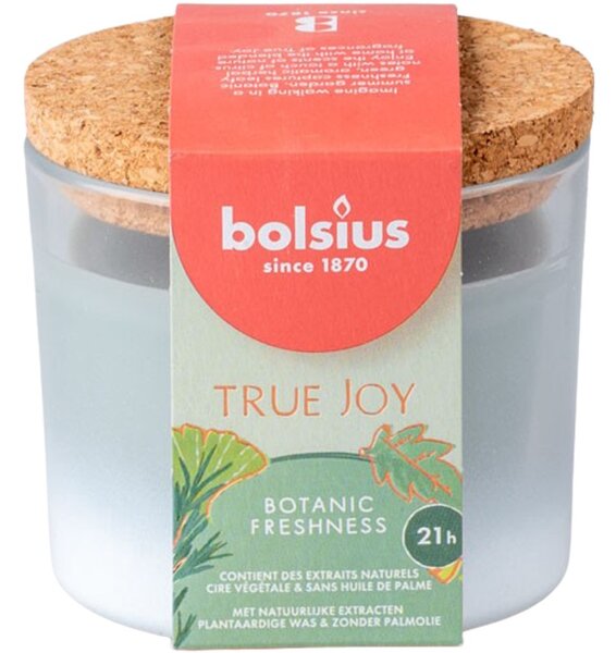 Bolsius Vonná svíčka ve skle s korkovým víčkem, 80x75mm, True Joy Botanic Freshness