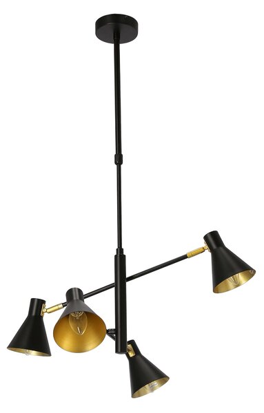 Candellux Černo-zlatý závěsný lustr Less pro žárovku 4x E14 34-72689