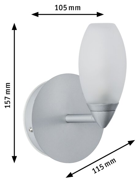 Paulmann 70838 Carina, nástěnné svítidlo 1xG9, matný chrom/sklo, výška 15,7cm, IP44