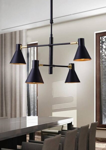 Candellux Černo-zlatý závěsný lustr Less pro žárovku 4x E14 34-72689