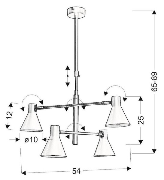 Candellux Černo-zlatý závěsný lustr Less pro žárovku 4x E14 34-72689