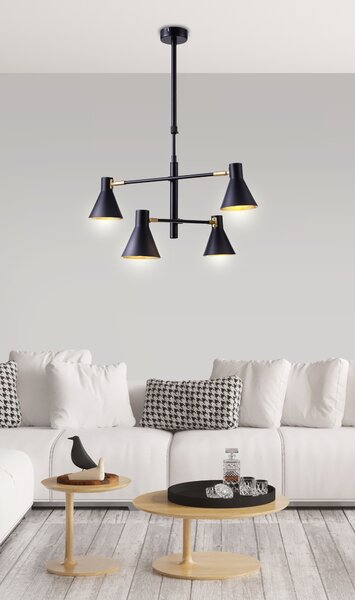 Candellux Černo-zlatý závěsný lustr Less pro žárovku 4x E14 34-72689