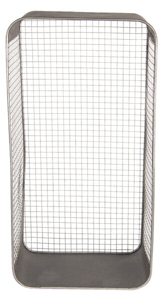 Nástěnná šedá kovová polička z pletiva - 28*15*57 cm - Clayre & Eef