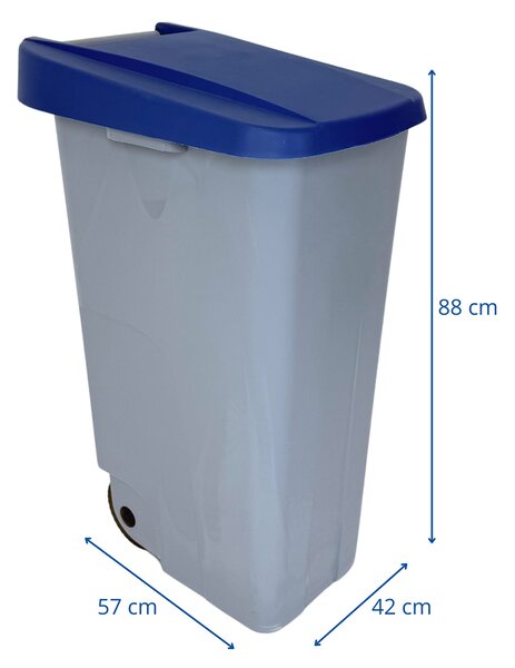 Denox odpadkový koš RECICLO na tříděný odpad 110 L, modré víko, plastový s kolečky
