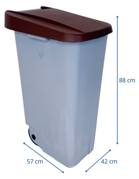 Denox odpadkový koš RECICLO na tříděný odpad 110 L, hnědé víko, plastový s kolečky