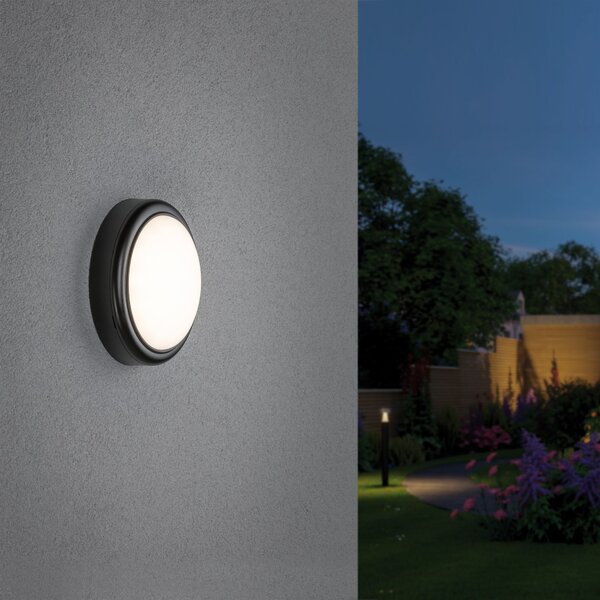 Paulmann 94188 tmavě šedé nástěnné/stropní venkovní svítidlo LED 15W 3000K, průměr 18cm, IP44