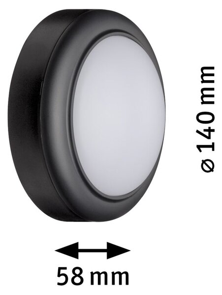 Paulmann 94119 tmavě šedé nástěnné/stropní venkovní svítidlo LED 8W 3000K, průměr 14cm, IP44