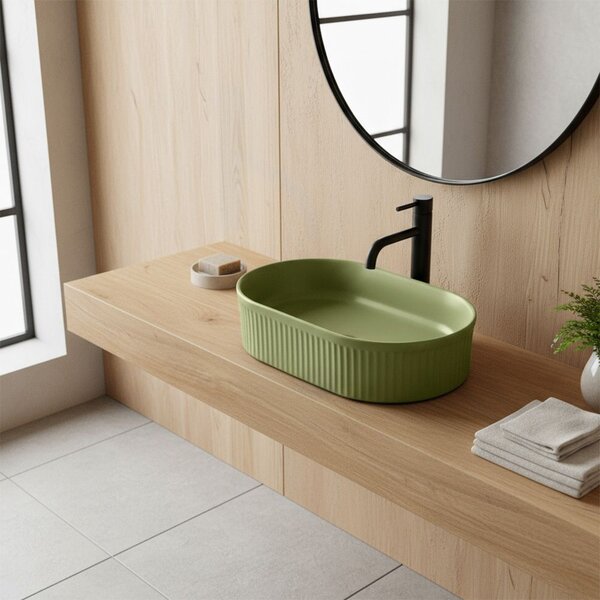 Rea Vanda, umyvadlo na desku 490x310x130 mm, světle zelená matná, REA-U3612