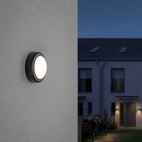 Paulmann 94119 tmavě šedé nástěnné/stropní venkovní svítidlo LED 8W 3000K, průměr 14cm, IP44