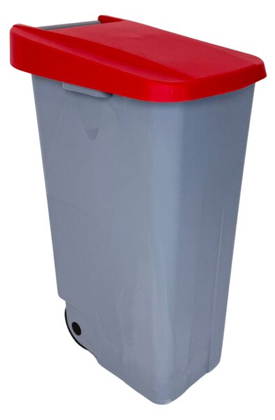 Denox odpadkový koš RECICLO na tříděný odpad 110 L, červené víko, plastový s kolečky
