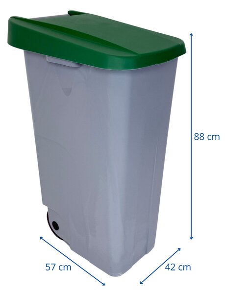 Denox odpadkový koš RECICLO na tříděný odpad 110 L, zelené víko, plastový s kolečky