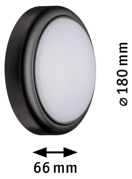 Paulmann 94188 tmavě šedé nástěnné/stropní venkovní svítidlo LED 15W 3000K, průměr 18cm, IP44