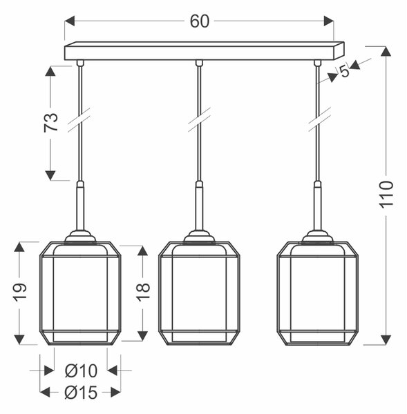 Candellux Černý závěsný lustr Jonera pro žárovku 3x E27 33-08435