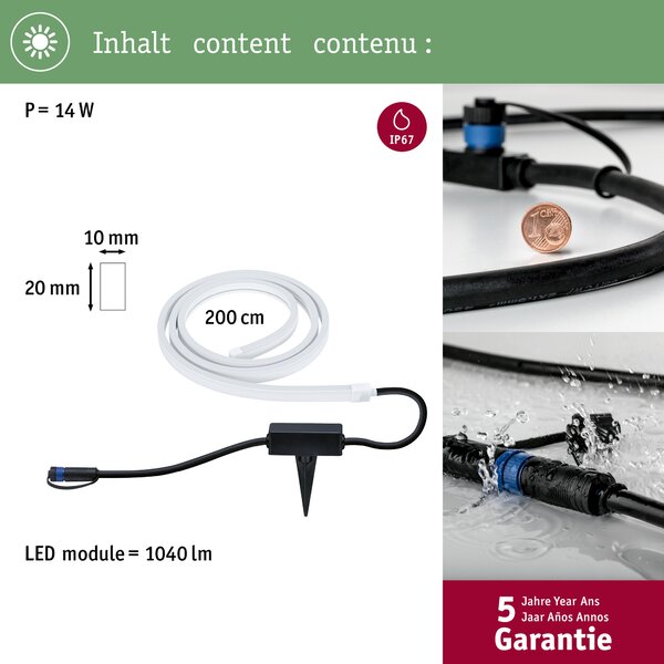 Paulmann 94560 Plug&Shine Neon LED pásek RGBW 11W, 2m IP67, ZigBee, 24V