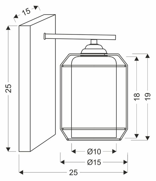 Candellux Černé nástěnné svítidlo Jonera pro žárovku E27 21-08411