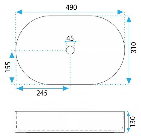 Rea Vanda, umyvadlo na desku 490x310x130 mm, tmavě zelená, REA-U3611