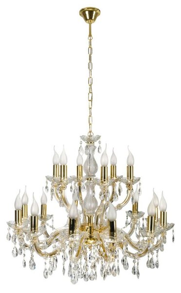Candellux Zlatý křišťálový lustr Maria Teresa pro žárovku 18x E14 30-94615
