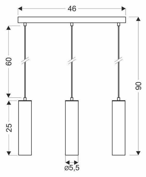Černý závěsný lustr Tubo pro žárovku 3x GU10 - Candellux - LED lustry a svítidla > Kolekce svítidel > Kolekce svítidel TUBO