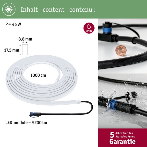 Paulmann 94681 Plug&Shine Neon LED pásek 46W 3000K 10m IP67, 24V