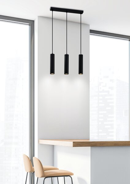 Černý závěsný lustr Tubo pro žárovku 3x GU10 - Candellux - LED lustry a svítidla > Kolekce svítidel > Kolekce svítidel TUBO