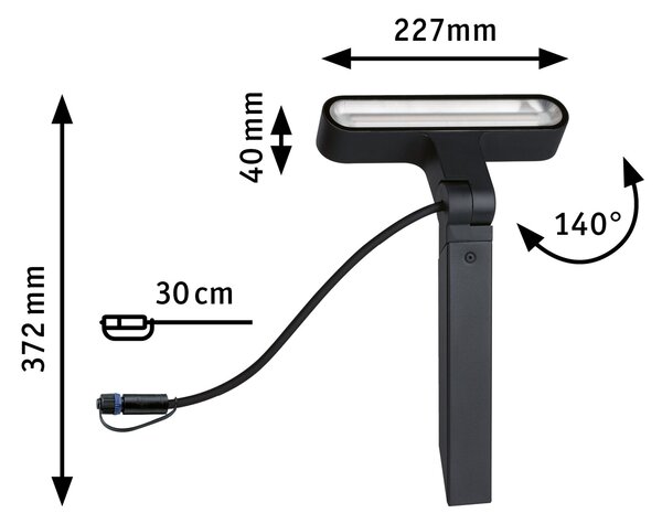 Paulmann 94544 Plug&Shine Ito Horizontal, zahradní spot s trnem 6W LED 3000K, antracit, výška 37cm, IP65