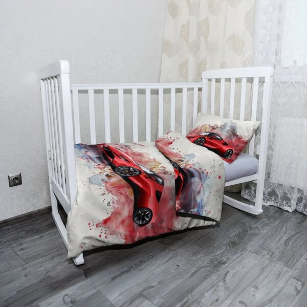 Sablio Mikroplyšové dětské povlečení do postýlky Ferrari Paint - 120x90 / 40x60