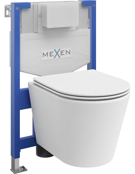 Mexen Rico podomítková sada WC rám Fenix XS-F s WC mísou a pomalu zavírajícím sedátkem, bílý mat - 68030724001