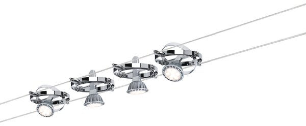Paulmann 94144 Cardan, lankový systém, 4x max 10W LED 12V, chrom, 500cm
