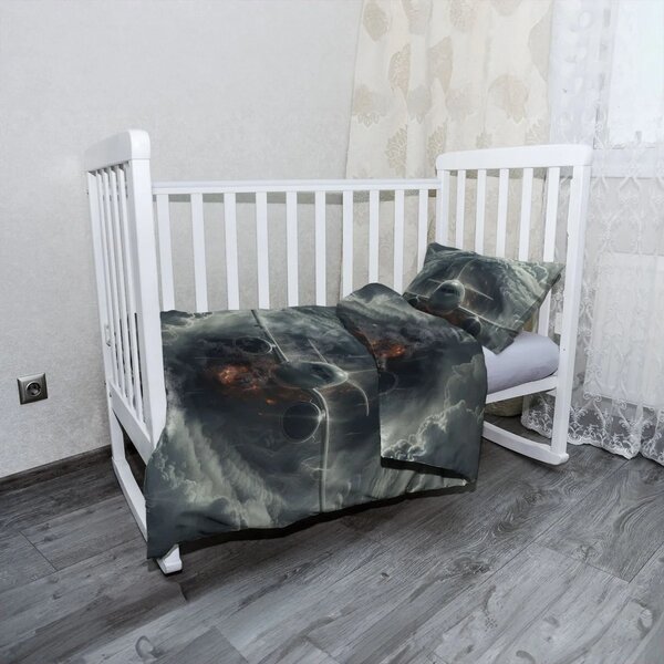 Sablio Mikroplyšové dětské povlečení do postýlky Letadlo v bouři - 120x90 / 40x60