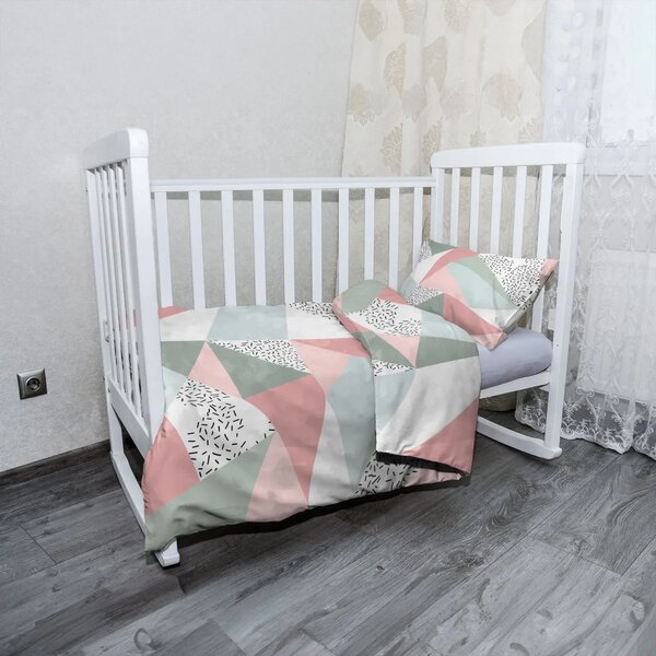 Sablio Mikroplyšové dětské povlečení do postýlky Obrazce v něžných barvách - 120x90 / 40x60